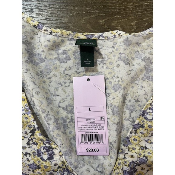 Wild Fable Flutter Sleeve V-Neck Tie-Front Flyaway Top Off-White top Large 122 - Picture 6 of 9